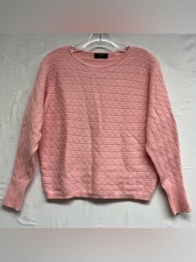 Tahari Pink Diamond Knit Sweater  Super Soft Coquette Casual Elegance Sweet